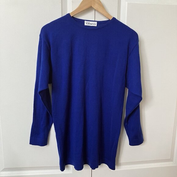 Vintage Olsen Wool Sweater Womens Royal Blue Knit EU 40 Made in Italy Career - Picture 1 of 9